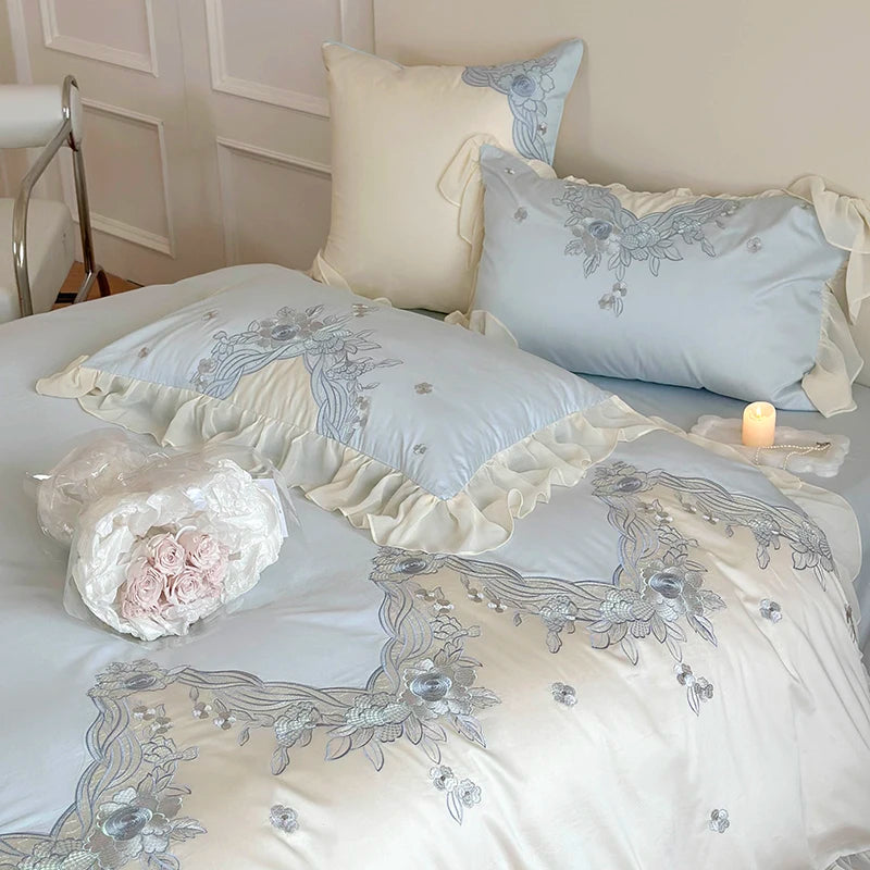 Französisches Spitzenbettwäsche-Set – Ägyptische Baumwolle