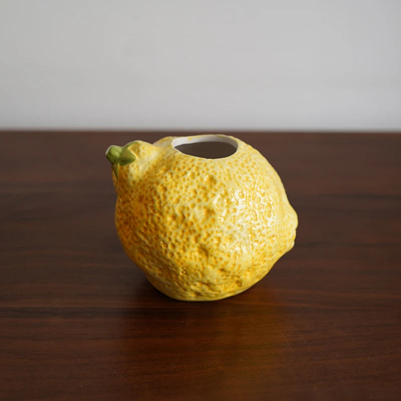 Fruchtförmige Vase – Keramik Vintage – Zitrone 12x4x10cm