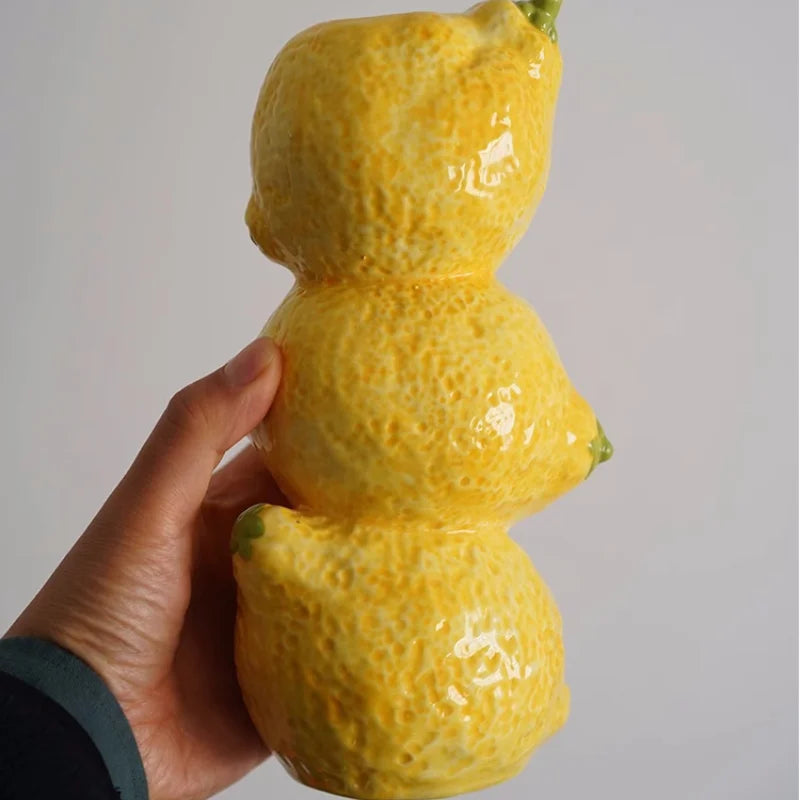 Fruchtförmige Vase – Keramik Vintage – Zitrone 12x4x10cm