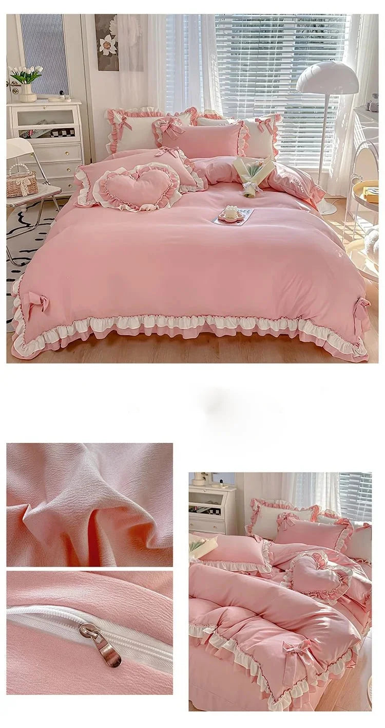 Frühlingsgrünes Bettwäsche-Set – Gebürstet – 5pcs