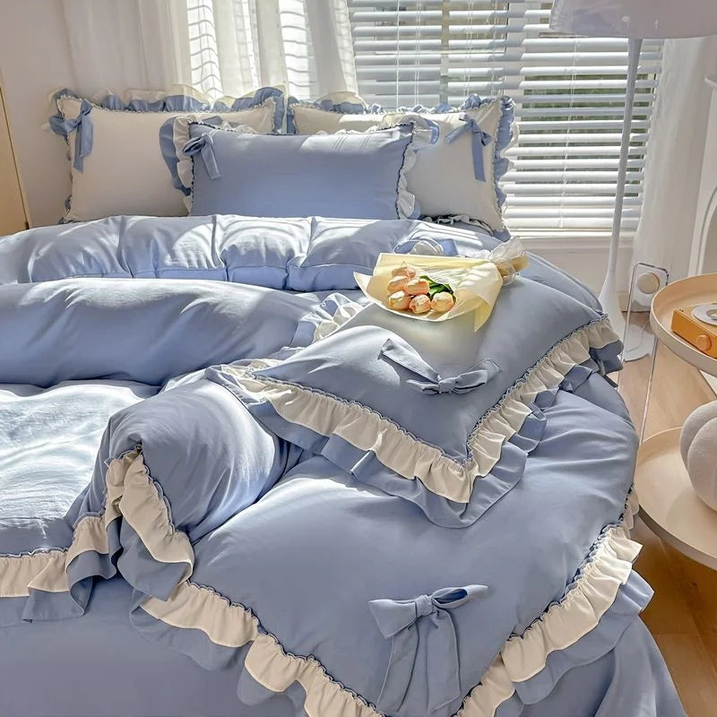 Frühlingsgrünes Bettwäsche-Set – Gebürstet – 5pcs