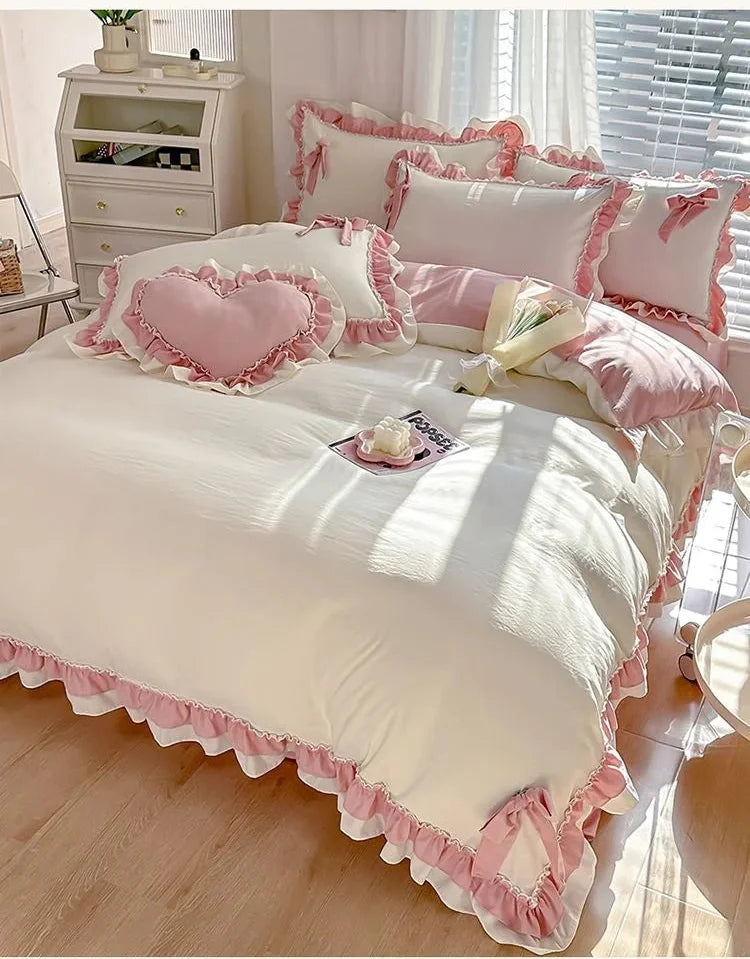 Frühlingsgrünes Bettwäsche-Set – Gebürstet – 5pcs