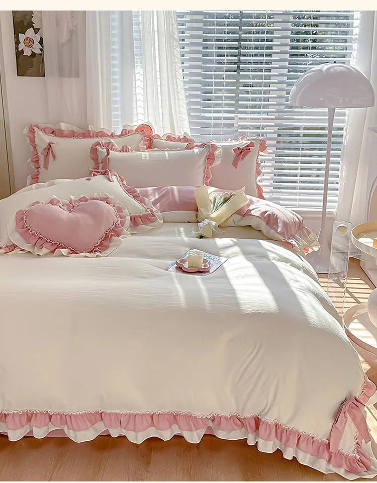 Frühlingsgrünes Bettwäsche-Set – Gebürstet – 5pcs