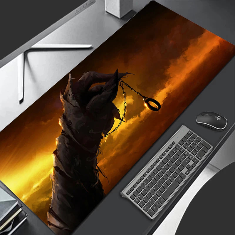 Gaming-Mauspad mit multicolor Cartoon-Muster, Grösse 900x400 mm aus Gummi im modernen Stil