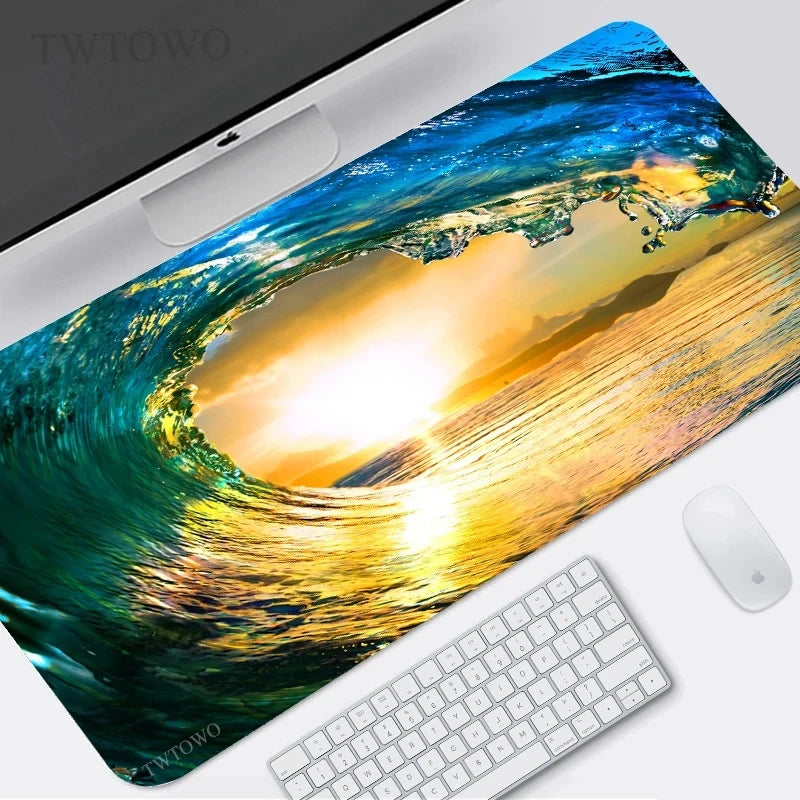 Anime inspirierte Gaming-Mauspad aus Gummi in Blau, Grösse 20x25cm mit Rand