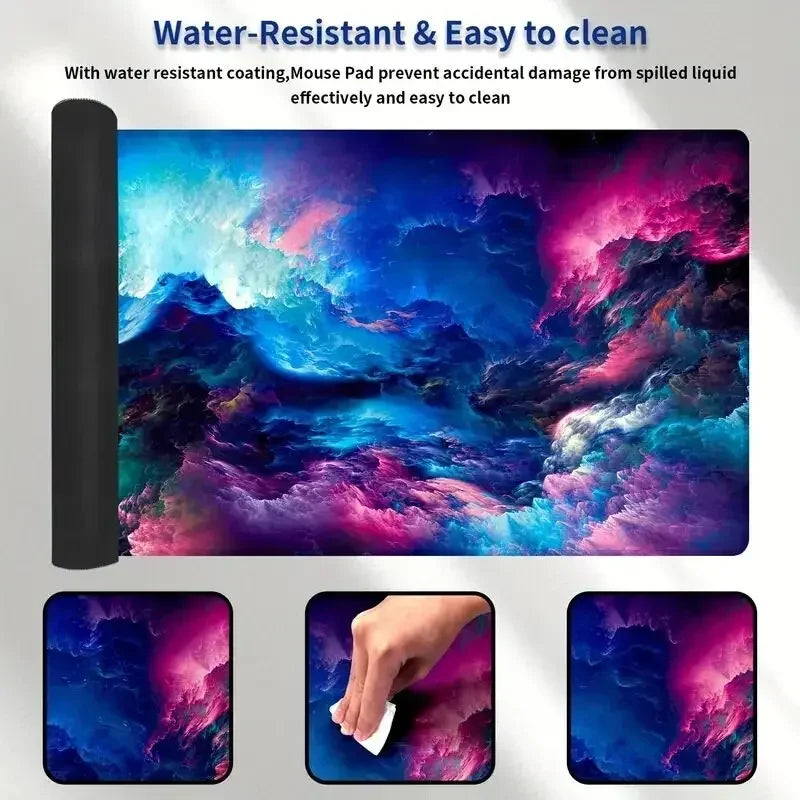 Retro Style Gaming Mauspad aus Gummi, Blau, Grösse 30x60cm, Anime Drachen-Design, modern