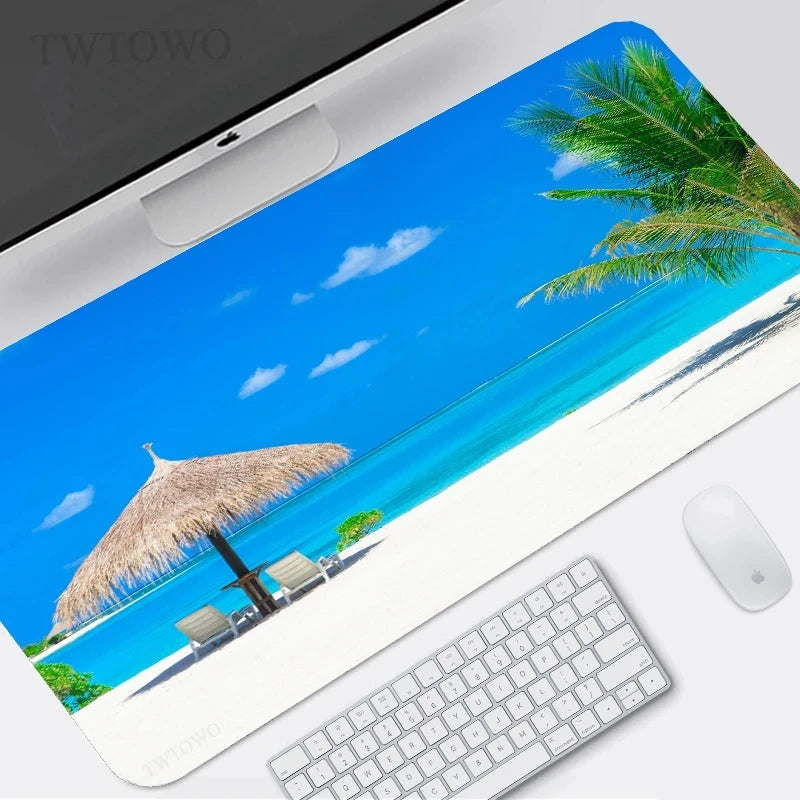 Gaming Mauspad im Retro Style aus Gummi, Farbe Blau, Grösse 30x60 cm mit Rand