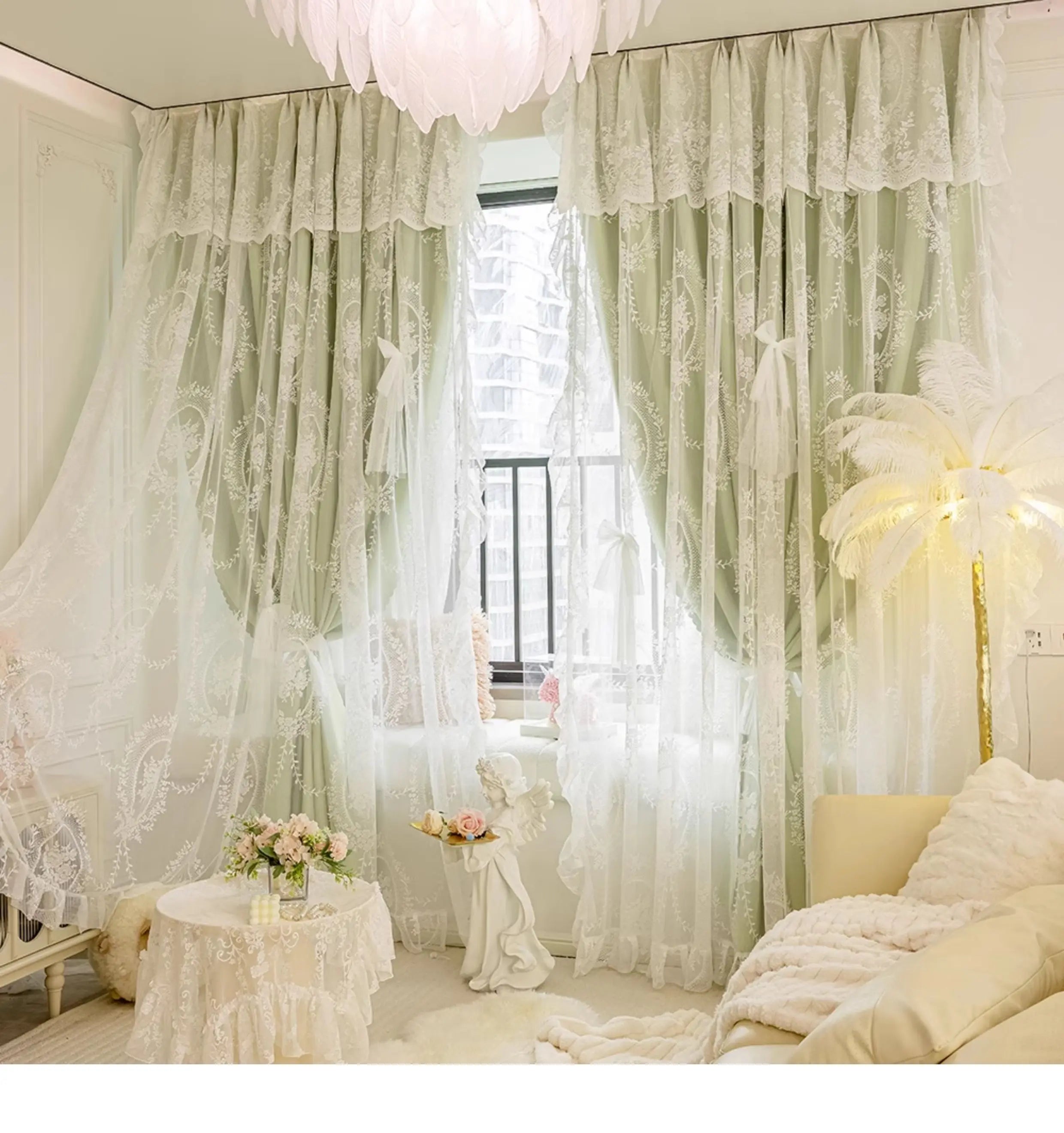 Grüne Gardine aus 100% Polyester, B150cmxH250cm, mit Ösen, elegant