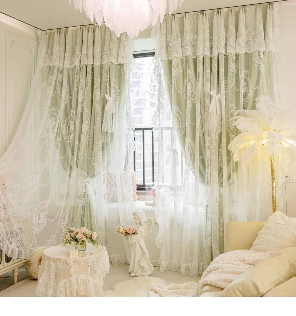 Grüne Gardine aus 100% Polyester, B150cmxH250cm, mit Ösen, elegant