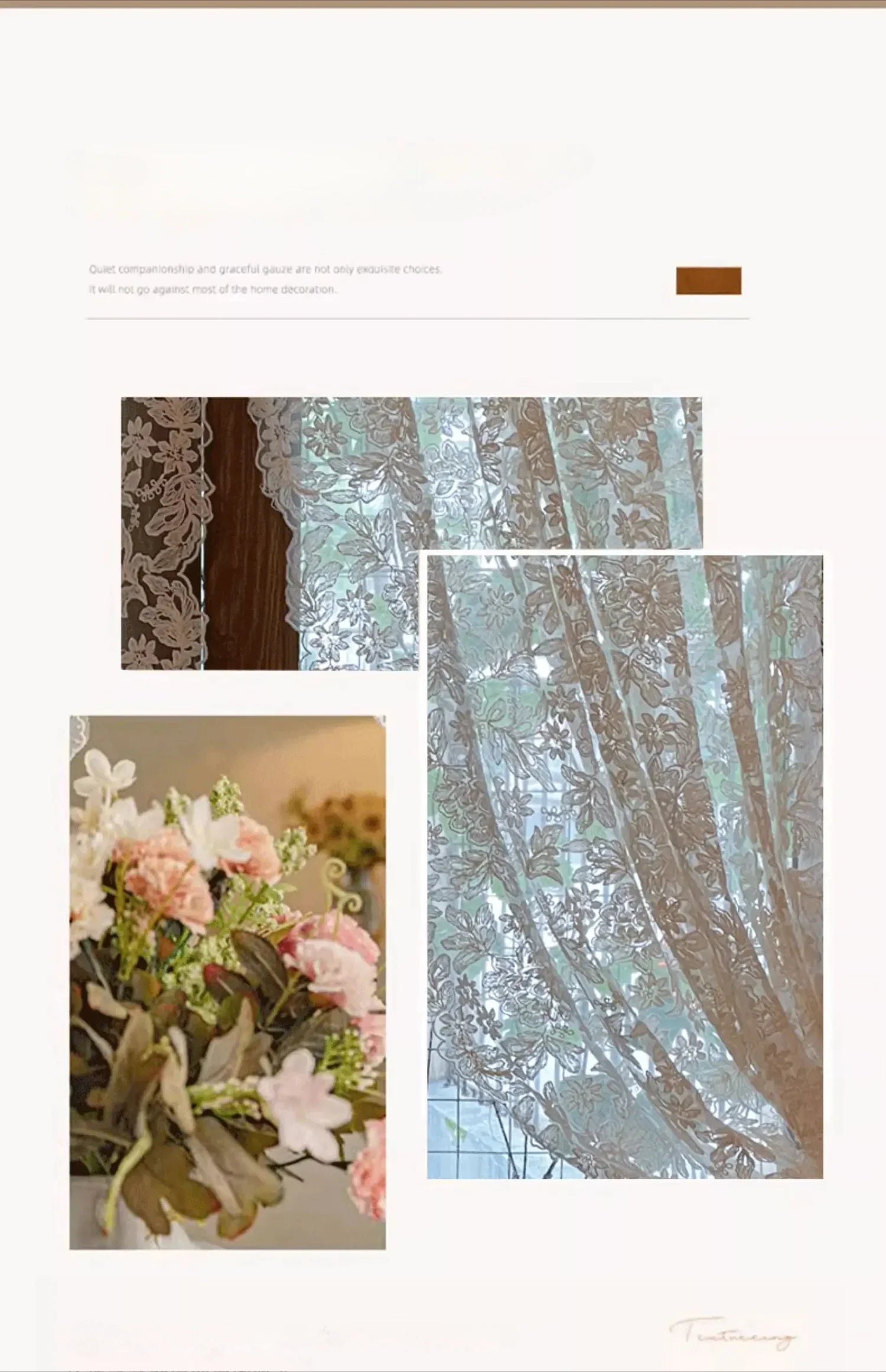 Gazevorhang im Vintage-Spitzen-Design, Farbe: Tüll, Grösse: B130cmXH150cm, Verarbeitung: Ösen