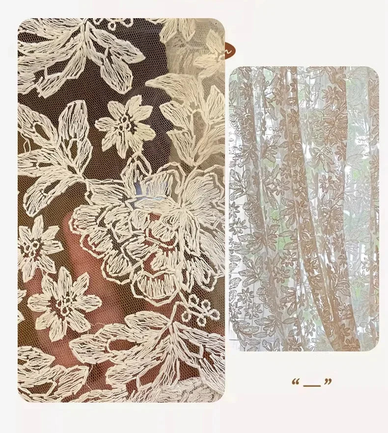 Tüllgaze-Vorhang im Vintage-Stil, Farbe: Tüll, Grösse: B130cmXH150cm, Verarbeitung: Ösen