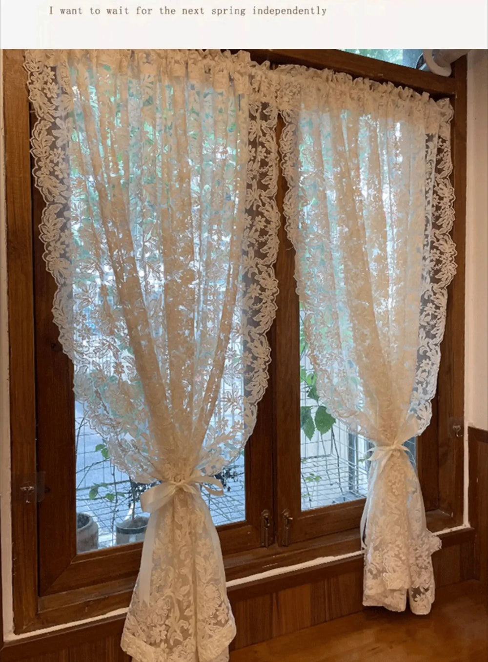 Gazevorhang in Vintage-Spitze Design, Farbe: Tüll, Grösse: B130cmXH150cm, Verarbeitung: Ösen