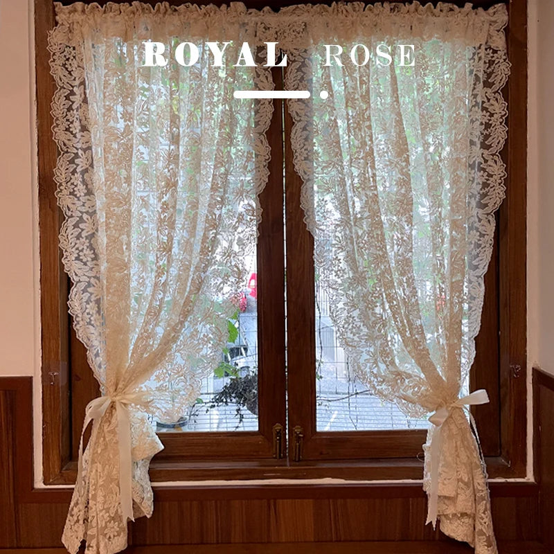 Gazevorhang im Vintage-Spitzendesign, Farbe: Tüll, Grösse: B130cmXH150cm 1St, Verarbeitung: Ösen