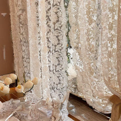 Gazevorhang im Vintage-Spitzen-Design, Farbe: Tüll, Grösse: B130cmXH150cm, Verarbeitung: Ösen, aus Polyester