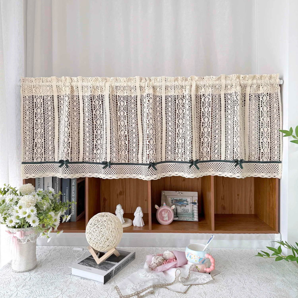 Gehäkelte Vorhang Valance – Rustikale Jacquard 100% Polyester