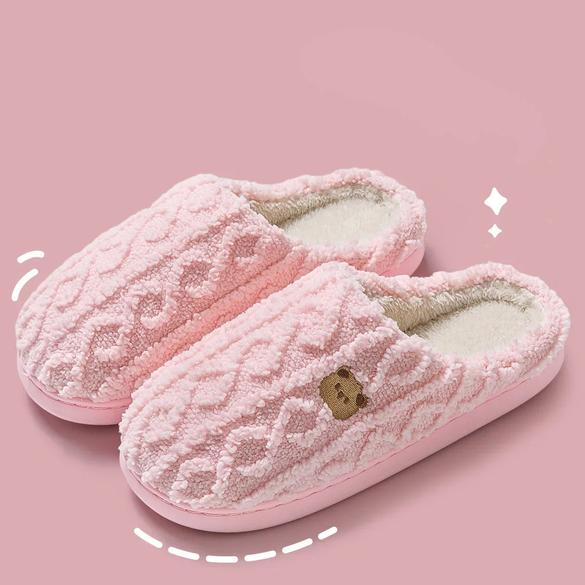 Gemütliche Hausschuhe Cartoon Bär in Dunkelgrau Schuhgrösse 36-37 aus Baumwolle