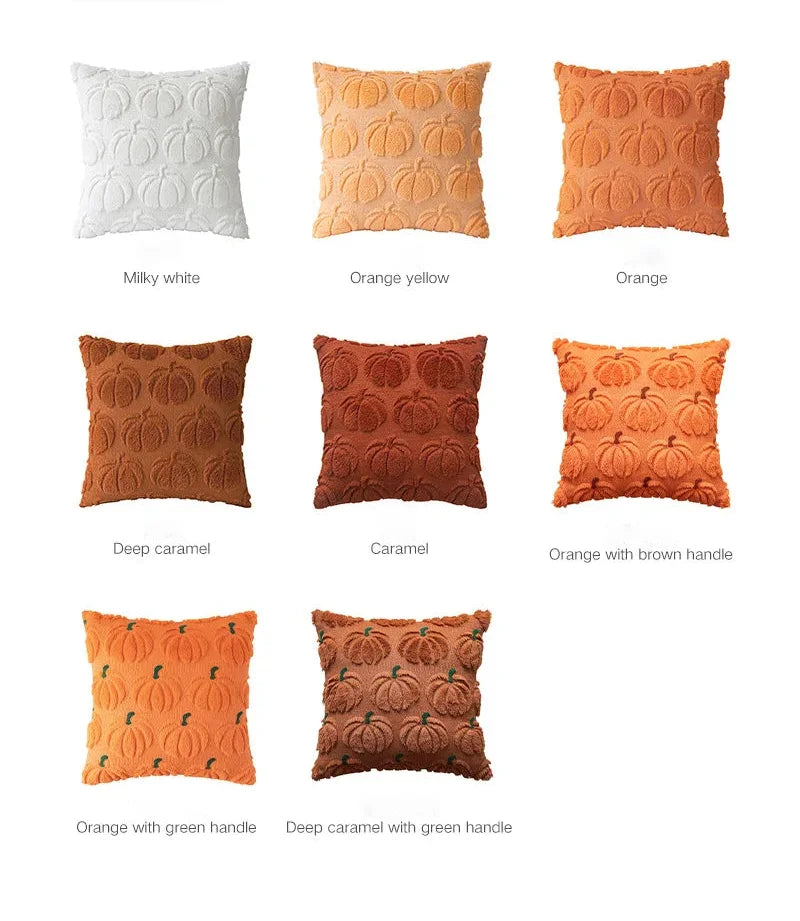 Geometrische Plüsch-Kissenbezüge aus 100% Polyester in den Farben Ingwer, Karamell und Weiss, Grösse 50x50 cm