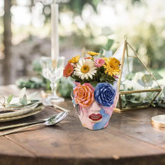 Gesichts-Blumentopf – Abstraktes Harzdesign – 12x11x13 cm