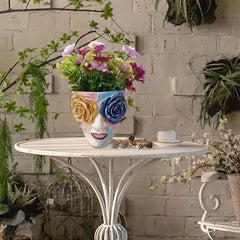 Gesichts-Blumentopf – Abstraktes Harzdesign – 12x11x13 cm