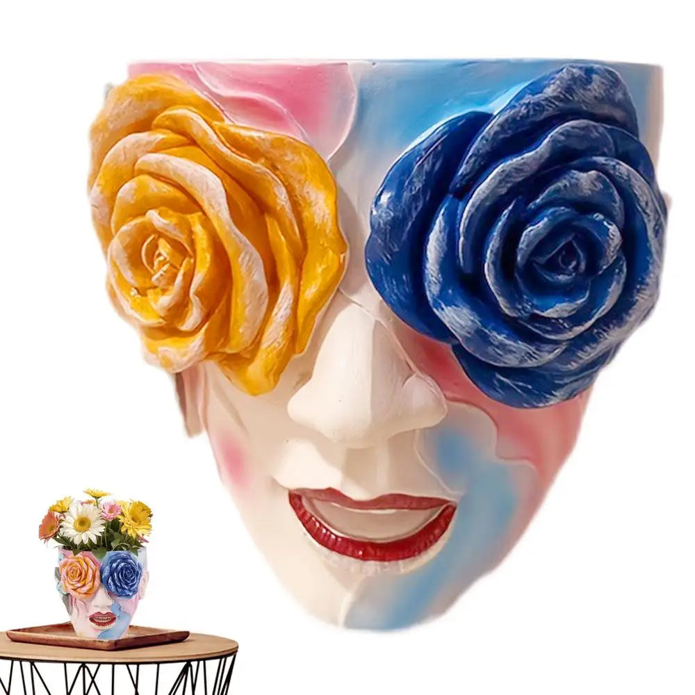 Gesichts-Blumentopf – Abstraktes Harzdesign – 12x11x13 cm