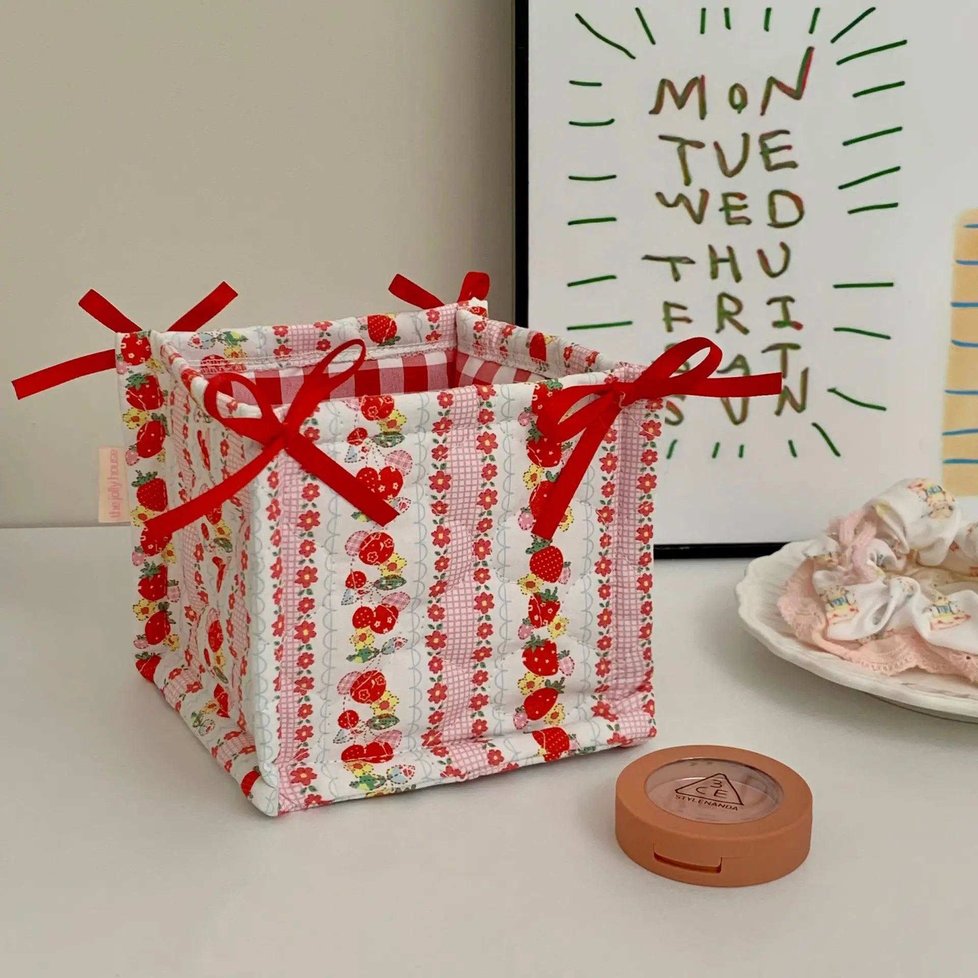 Gesteppter Aufbewahrungskorb – Niedliches Design – 14x14x14cm, 28x19x14cm