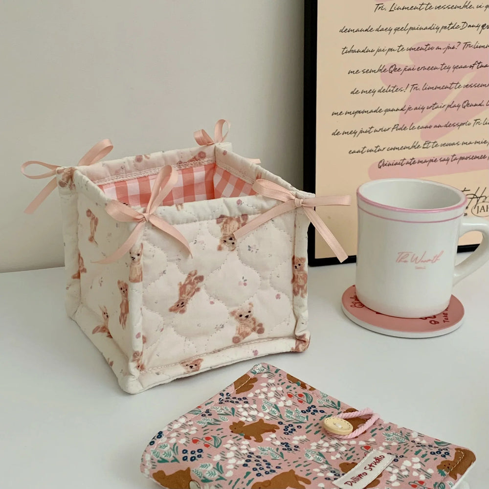 Gesteppter Aufbewahrungskorb – Niedliches Design – 14x14x14cm, 28x19x14cm