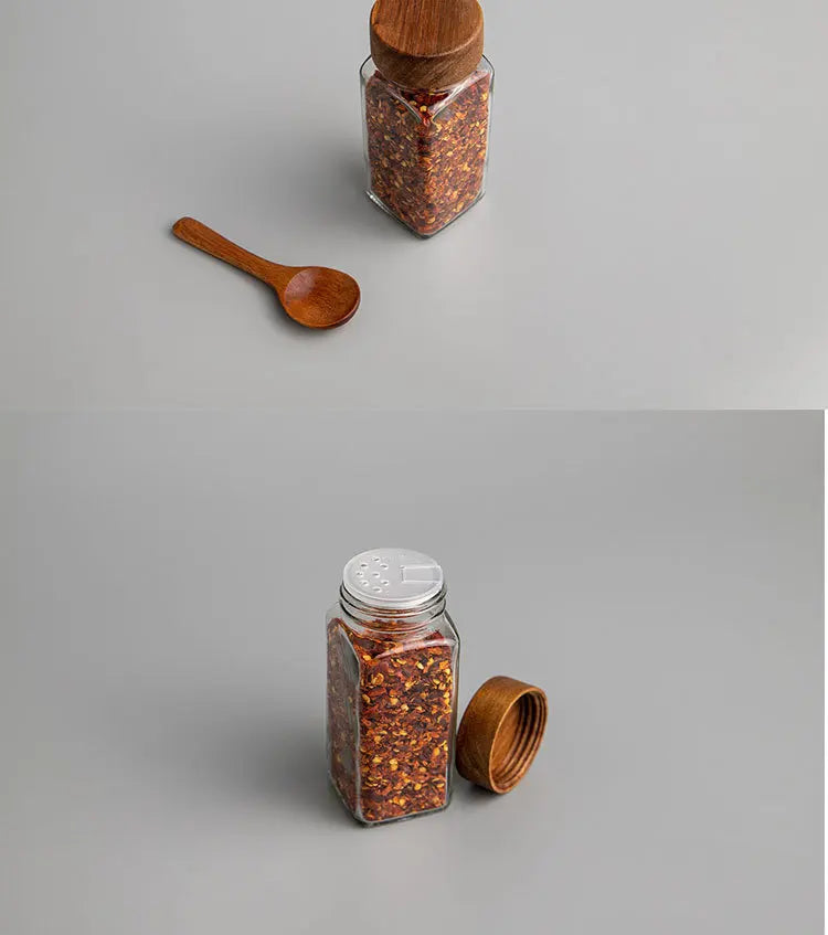 Gewürzglas mit Holzdeckel – Quadrat 120ml