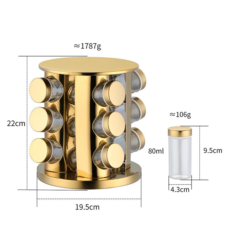 Gewürzregal Set - Edelstahl Design 12-teilig