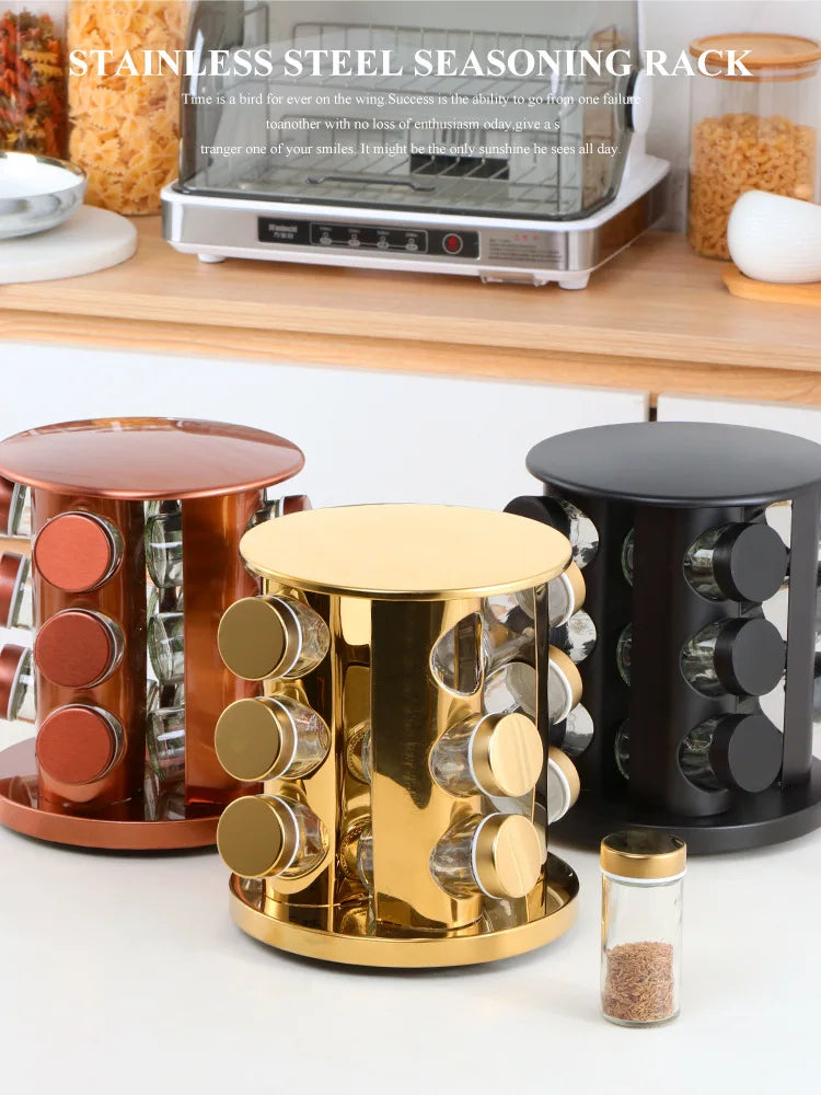 Gewürzregal Set - Edelstahl Design 12-teilig