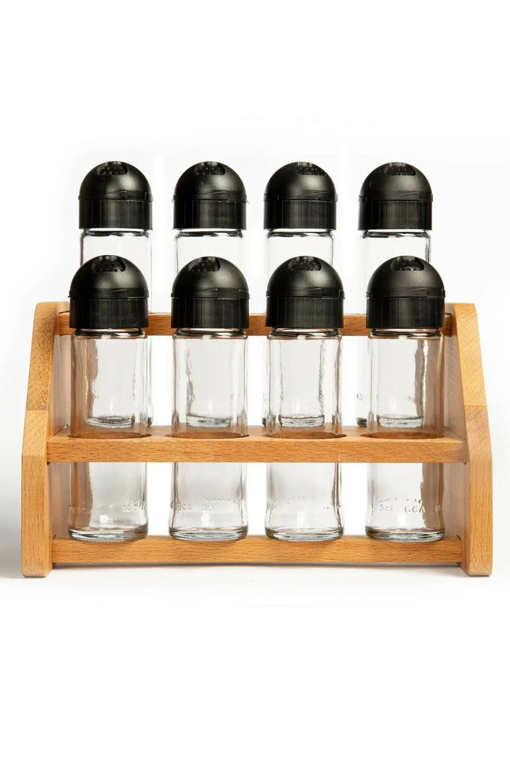Gewürzregal Set – Modern Glas mit Holzständer – 8-12 Teile Küchenorganisator