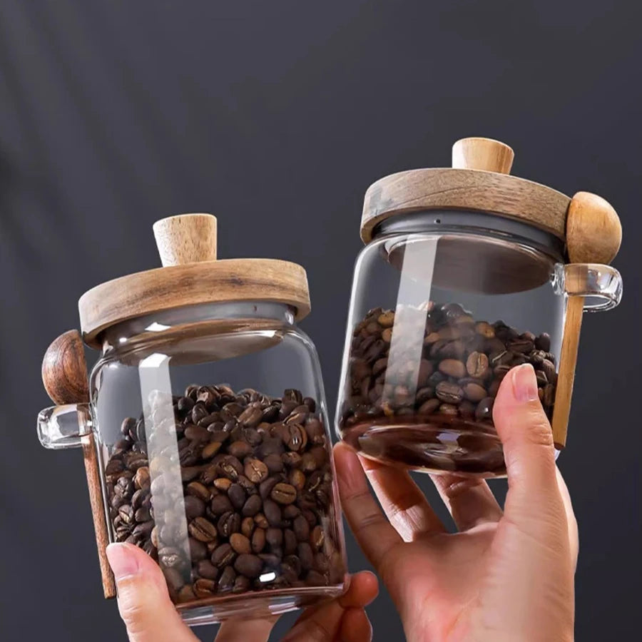 Glas Aufbewahrungsbehälter – Holzdeckel – 400ml bis 900ml