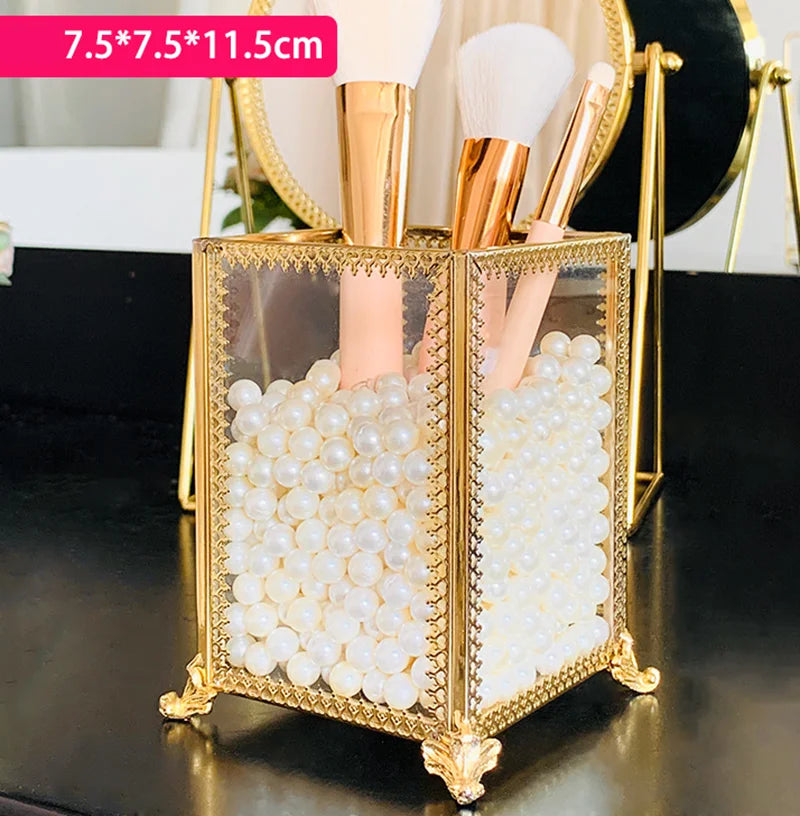 Glas Make-up Organizer – Gold Design 7.5x11cm