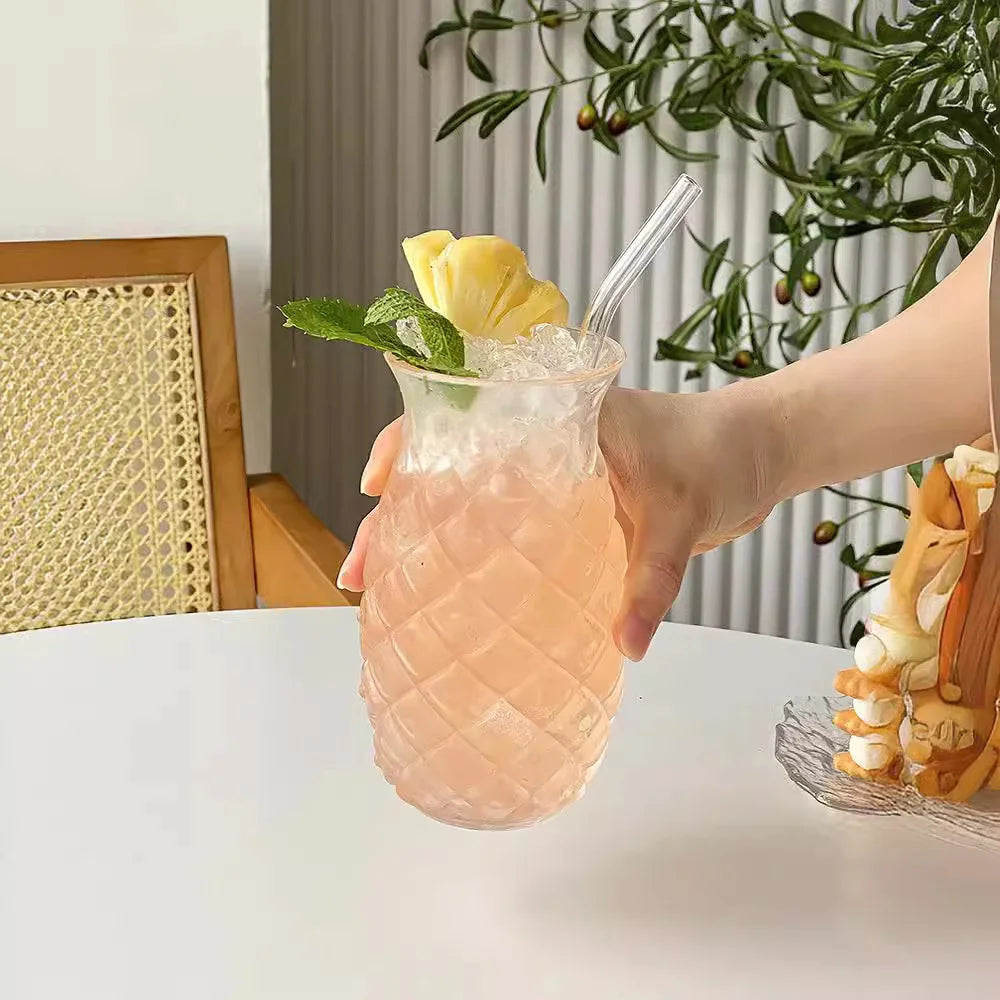 Glas Tasse - Ananas Design - Transparent - 480ml