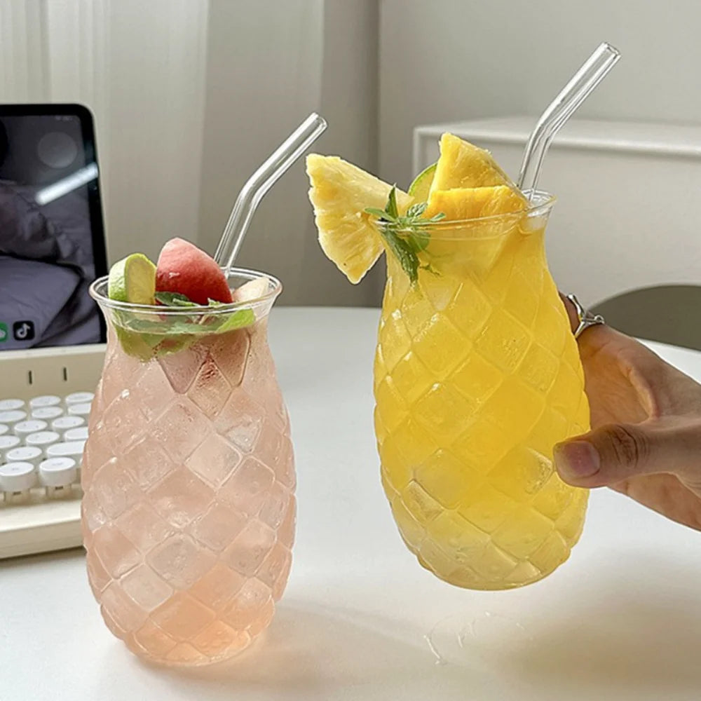 Glas Tasse - Ananas Design - Transparent - 480ml