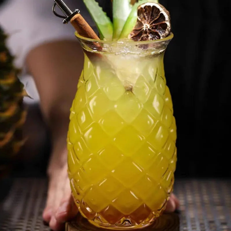 Glas Tasse - Ananas Design - Transparent - 480ml