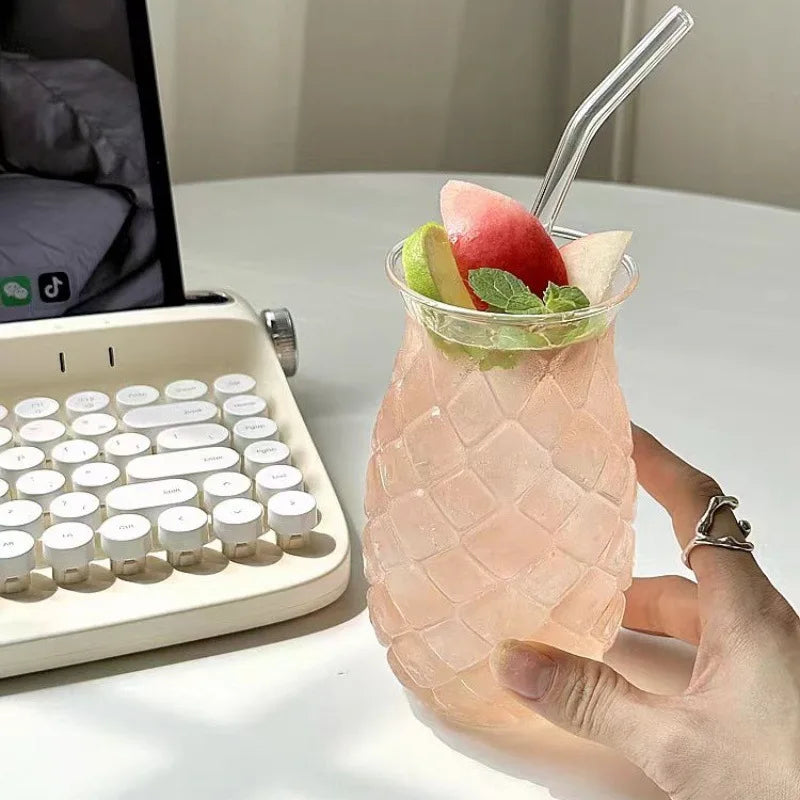 Glas Tasse - Ananas Design - Transparent - 480ml