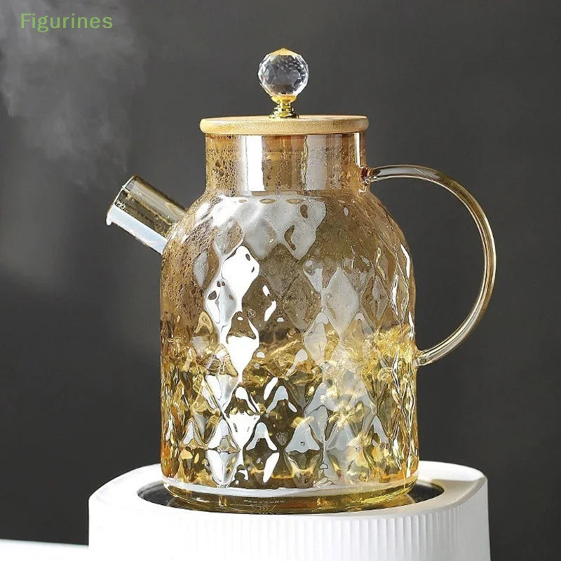 Glas Teekessel – Bambusdeckel & Filter – 1.0L