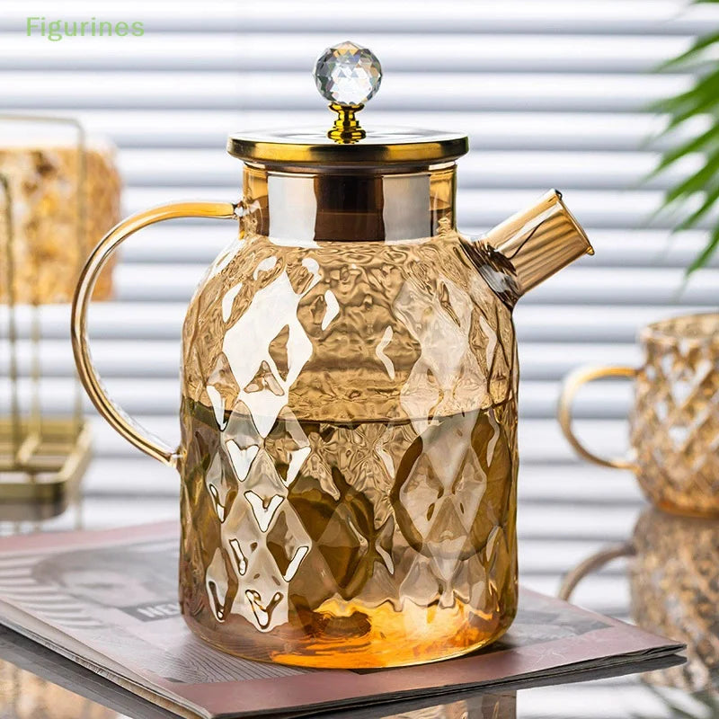 Glas Teekessel – Bambusdeckel & Filter – 1.0L