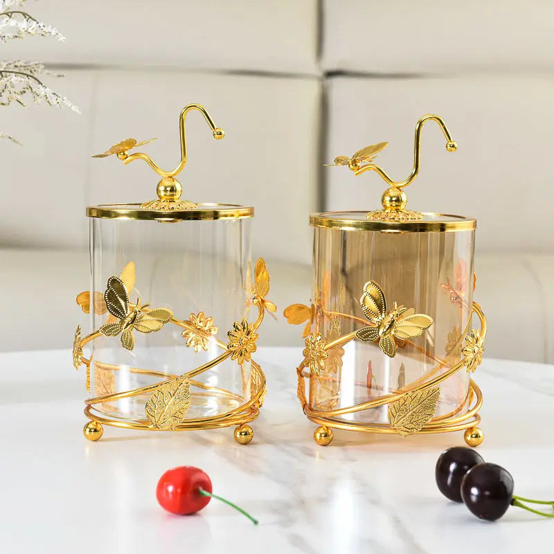Glasaufbewahrungsdose – Modernes Metalldesign mit Schmetterling