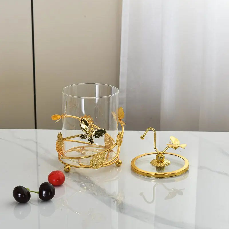 Glasaufbewahrungsdose – Modernes Metalldesign mit Schmetterling