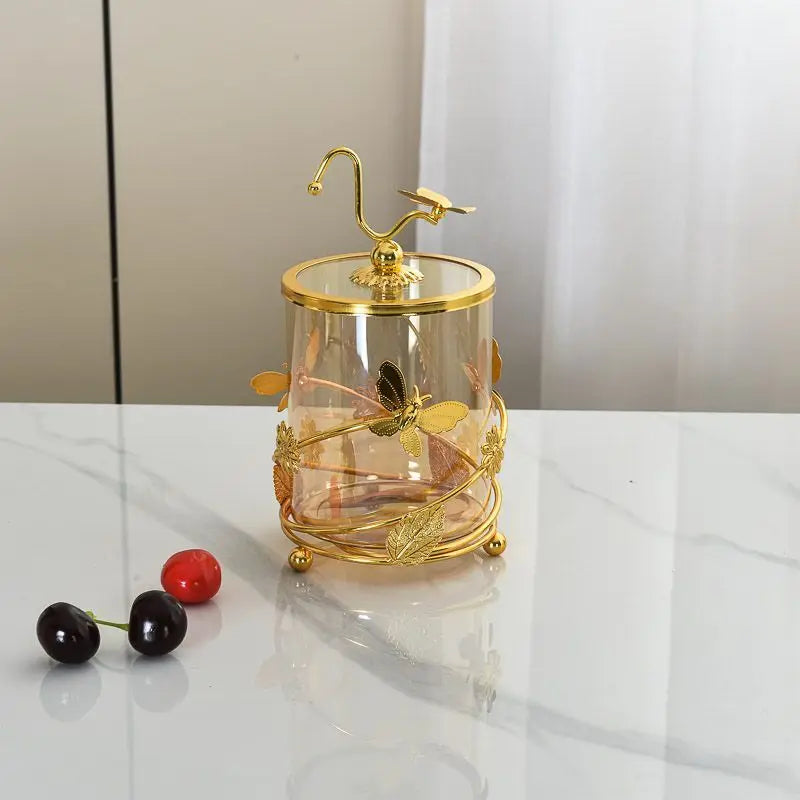 Glasaufbewahrungsdose – Modernes Metalldesign mit Schmetterling