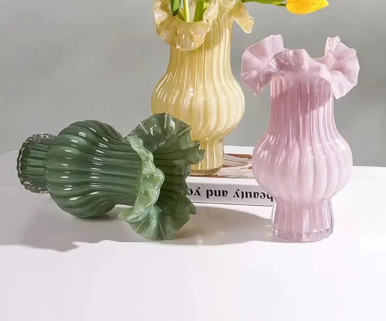 Glasvase – Faltenrock Stil – Tischornament