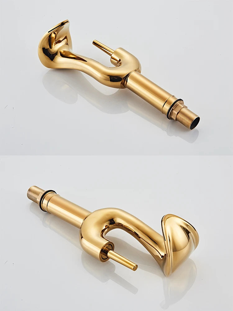 Gold Badezimmer Armatur – Messing Deck, Warm & Kalt