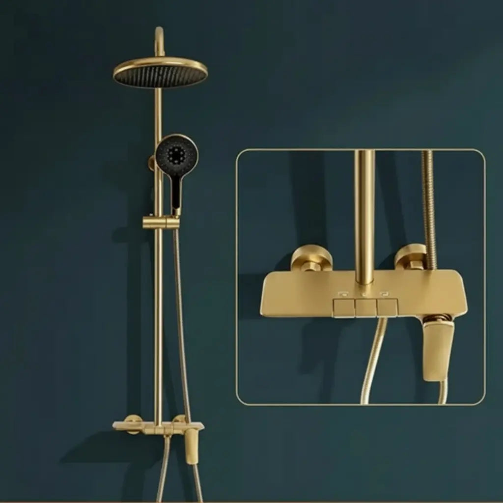 Gold-Duschsystem – Messing-Design – Höhenverstellbar