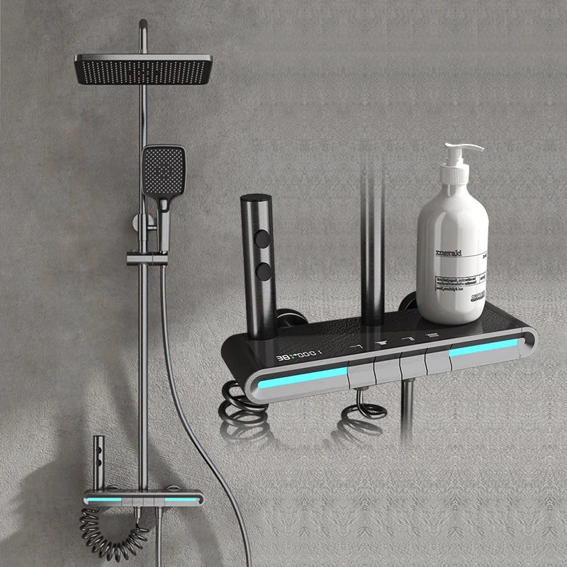 Gold-Duschsystem – Messing-Design – Höhenverstellbar