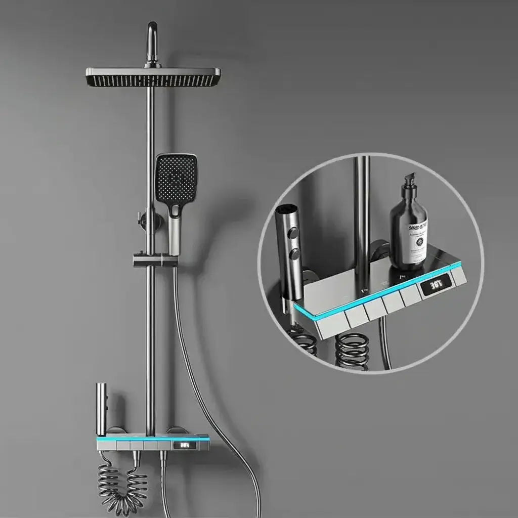 Gold-Duschsystem – Messing-Design – Höhenverstellbar