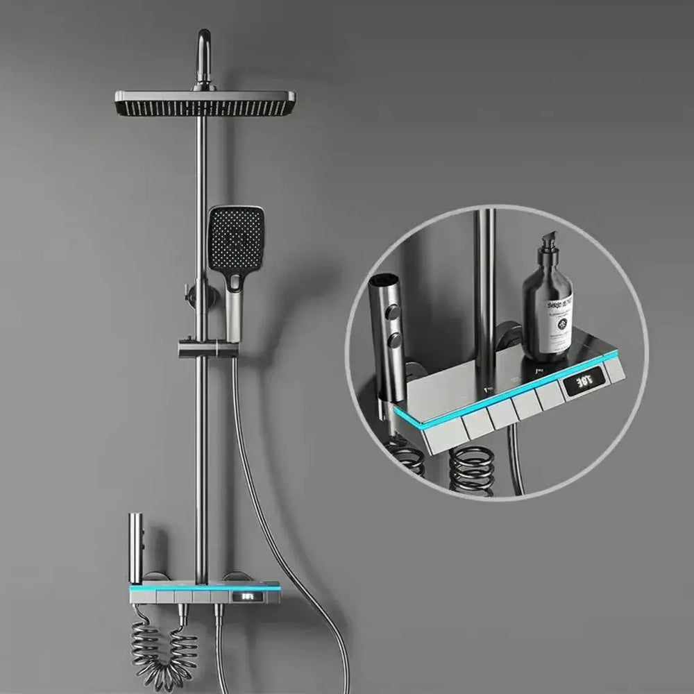 Gold-Duschsystem – Messing-Design – Höhenverstellbar