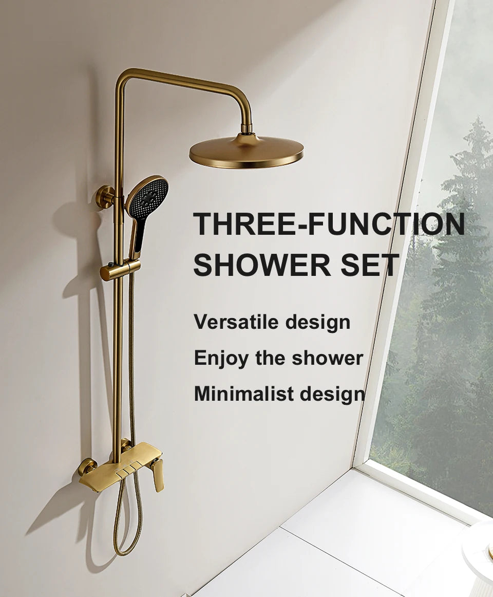 Gold-Duschsystem – Messing-Design – Höhenverstellbar