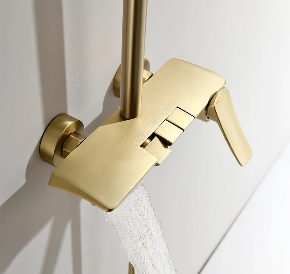 Gold-Duschsystem – Messing-Design – Höhenverstellbar