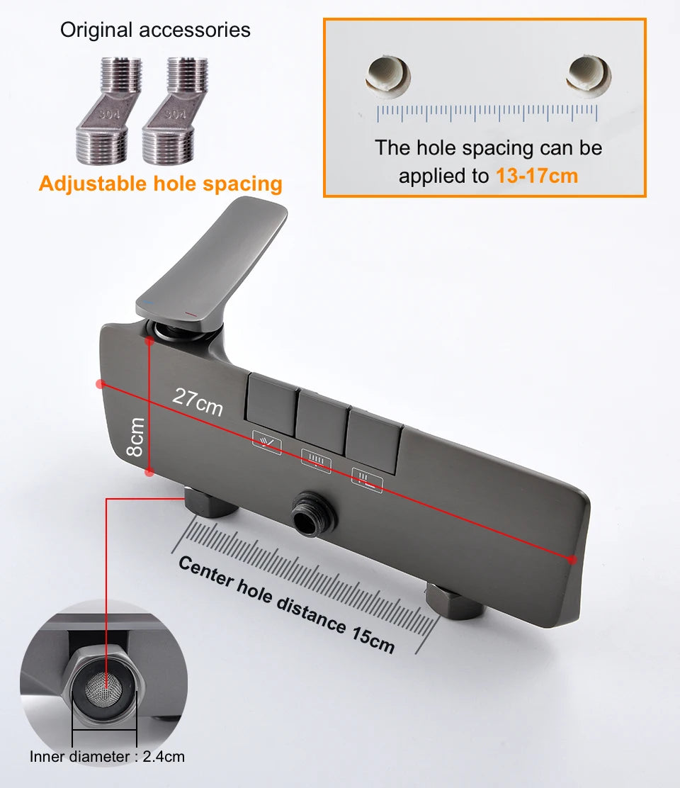 Gold-Duschsystem – Messing-Design – Höhenverstellbar